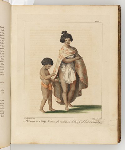 A Woman and a Boy, Natives of Otaheite, Illustration from A Journal of a Voyage to the South Seas: In His Majesty